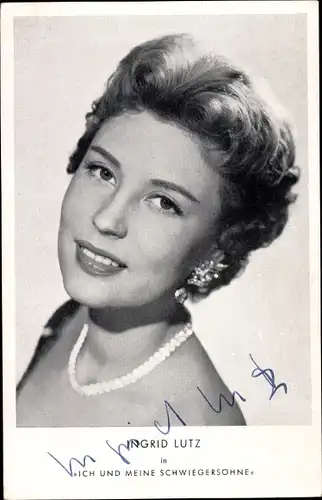 Ak Schauspielerin Ingrid Lutz, Portrait, Autogramm