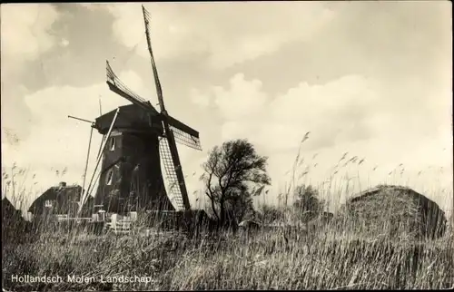 Ak Mooi Drenthe Niederlande, Niederländische Windmühle, Wohnhaus
