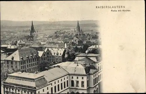 Ak Kaiserslautern in der Pfalz, Partie mit Kirchen