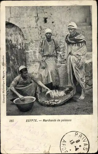 Ak Egypte, Marchands de poissons, ägyptische Händler