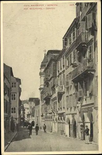 Ak Korfu Griechenland, Rue Nicephore, Straßenpartie