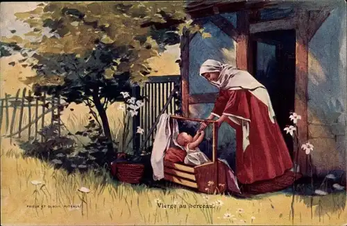 Künstler Ak Vierge au berceau, Biblische Szene