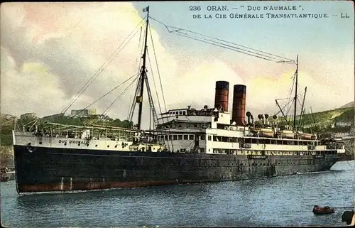 Ak Oran Algerien, Dampfer Duc d'Aumale, CGT, French Line