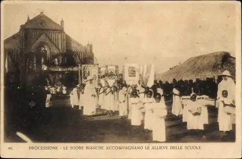 Ak Afrika, Missioni dei Padri Bianchi in Africa, Processione, Suore Bianche