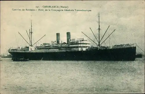 Ak Casablanca Marokko, Dampfer Haiti, CGT, French Line