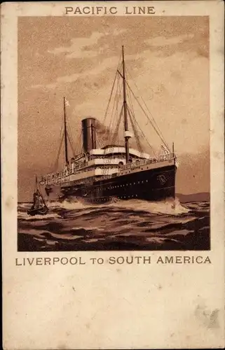 Ak Fährschiff Linie Liverpool nach Südamerika, Pacific Line