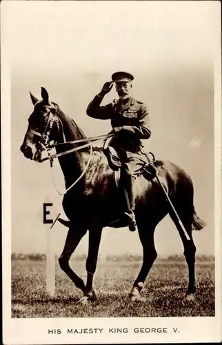 Ak King George V, König Georg V von Großbritannien auf einem Pferd, Uniform