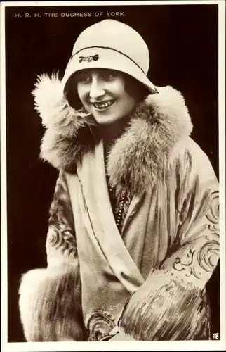 Ak HRH The Duchess of York, Elizabeth Bowes Lyon, Portrait