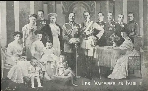 Ak Les Vampires en Famille, preußische Kaiserfamilie, Kaiser Wilhelm II.
