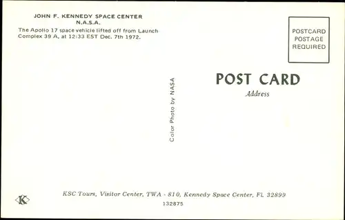 Ak Florida USA, John F. Kennedy Space Center, NASA, Apollo 17