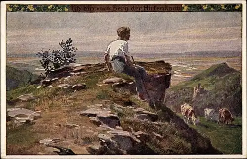 Lied Künstler Ak Hey, Paul, Ich bin vom Berg der Hirtenknab, Volksliederkarte Nr. 56