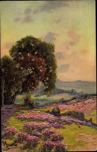 Künstler Ak Moreno, Landschaft mit Blumenwiese