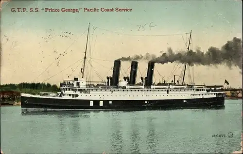 Ak Dampfer SS Prince George, Pacific Coast Service, GTP, Grand Trunk Pacific
