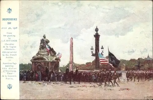 Künstler Ak Bouchoir, J. F., Independence Day 1918, Paris Place de la Concorde, American Red Cross