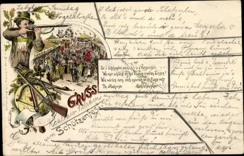 Litho Gruß vom Schützenfest, Nordhäuser Kunst und Trachtenverein