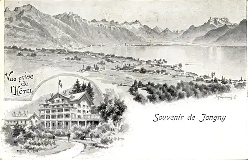 Künstler Litho Jongny Kanton Waadt, Vue prise de l'Hotel