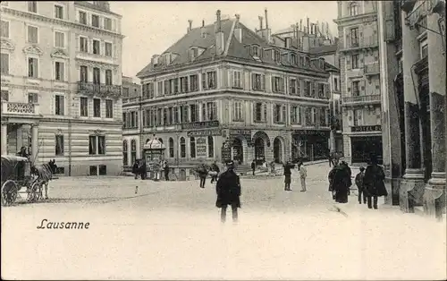 Ak Lausanne Kanton Waadt, Stadtpartie, Passanten,