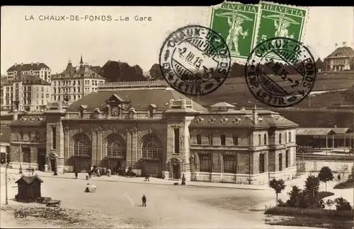 Ak La Chaux de Fonds Kanton Neuenburg, La Gare