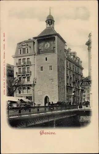 Ak Genève Genf Schweiz, Tour de l'Ile, Zustand nach Erhöhung 1897, Insel auf der Rhone