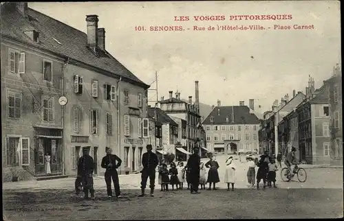 Ak Senones Lothringen Vosges, Rue de l'Hotel de Ville, Place Carnot