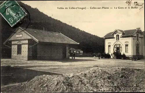 Ak Celles sur Plaine Lothringen Vosges, La Gare et le Buffet