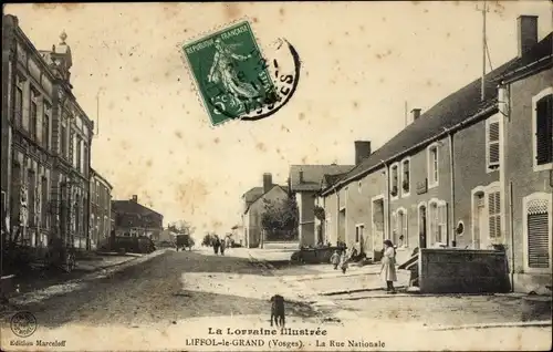 Ak Liffol le Grand Lothringen Vosges, La Rue Nationale