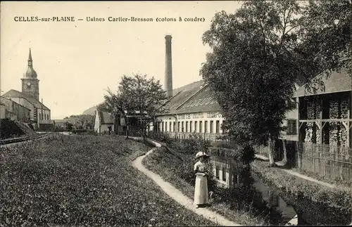 Ak Celles sur Plaine Lothringen Vosges, Usines Cartier Bresson, cotons a coudre