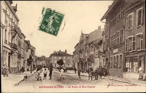 Ak Rambervillers Lothringen Vosges, La Poste et Rue Carnot