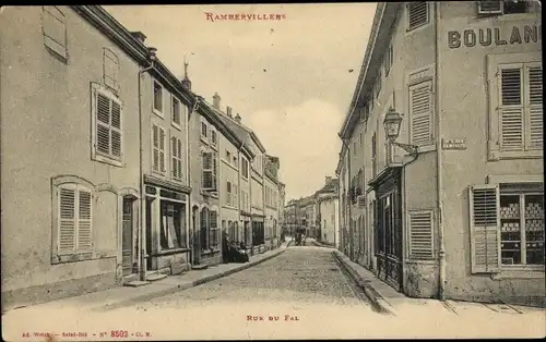 Ak Rambervillers Lothringen Vosges, Rue du Fal, Boulangerie