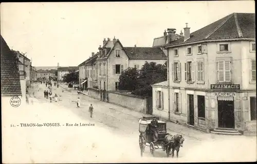 Ak Thaon les Vosges Lothringen Vosges, Rue de Lorraine, Pharmacie H. Ehrwein