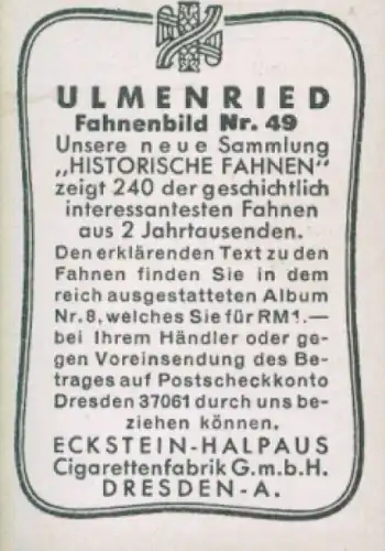 Sammelbild Ulmenried Fahnenbild Nr. 49, Dänisches Königsbanner im 14. Jahrhundert