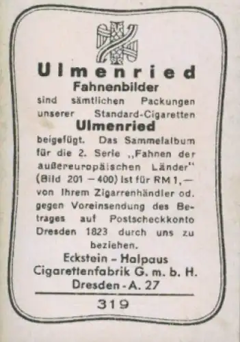 Sammelbild Ulmenried Fahnenbild Nr. 319, Dominikanische Republik, Nationalflagge