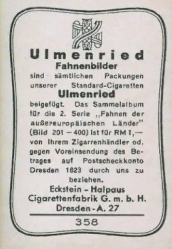 Sammelbild Ulmenried Fahnenbild Nr. 358, Peru, Gösch