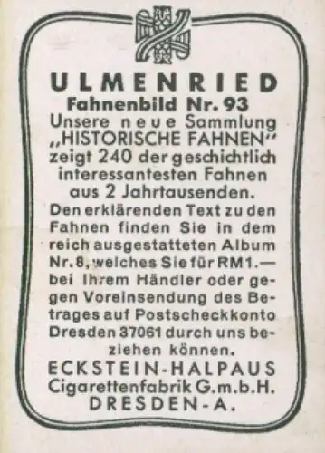 Sammelbild Ulmenried Fahnenbild Nr. 93, Fahne der Straßburger Bürgerwehr 1633