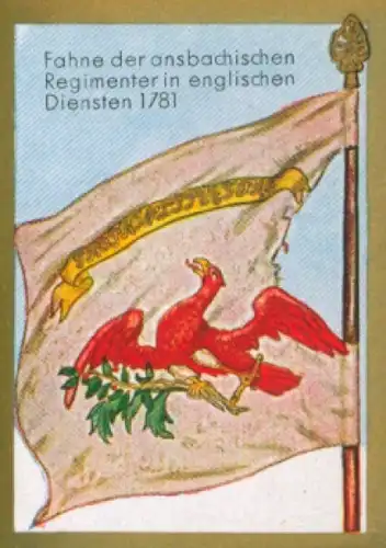 Sammelbild Ulmenried Fahnenbild Nr. 158, Fahne der ansbachischen Regimenter in engl. Diensten 1781