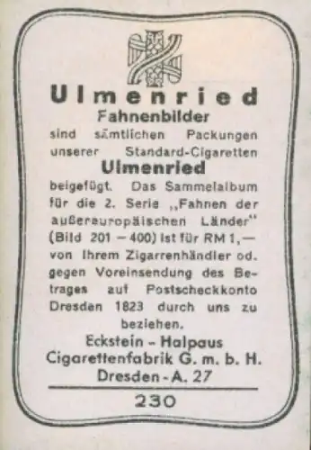 Sammelbild Ulmenried Fahnenbild Nr. 230, Kambodja, Kambodscha, Königsstandarte