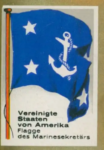 Sammelbild Ulmenried Fahnenbild Nr. 290, Vereinigte Staaten von Amerika, Flagge des Marinesekretärs