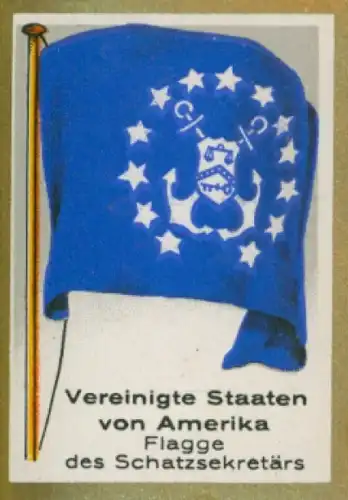 Sammelbild Ulmenried Fahnenbild Nr. 288, Vereinigte Staaten von Amerika, Flagge des Schatzsekretärs