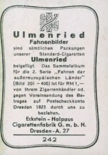 Sammelbild Ulmenried Fahnenbild Nr. 242, Malaienstaaten, Johore, Johor, Sultansstandarte