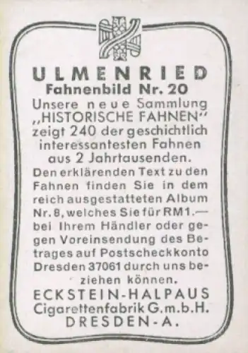 Sammelbild Ulmenried Fahnenbild Nr. 20, Banner des Königreichs Jerusalem im Mittelalter