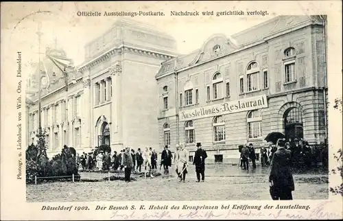 Ak Düsseldorf am Rhein, Der Besuch des Kronprinzen bei Eröffnung der Ausstellung, Restaurant