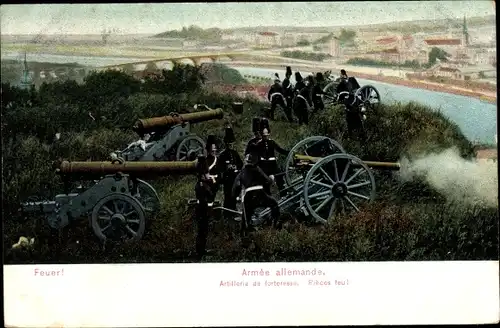 Ak Armée allemande, Artillerie de forteresse, Deutsche Festungsartillerie, Geschütze feuern