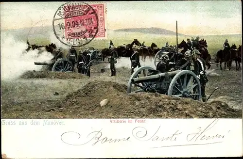 Ak Deutsche Armee im Manöver, Artillerie im Feuer