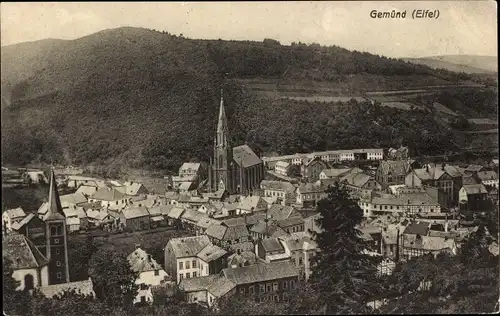 Ak Gemünd Schleiden in der Eifel, Panorama, Kirche