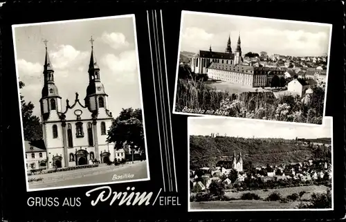 Ak Prüm in der Eifel, Basilika, Abtei, Panorama