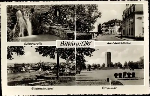 Ak Bitburg in der Eifel, Albachgrotte, Landratsamt, Ehrenmal, Panorama