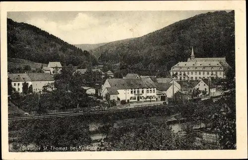 Ak Sankt Thomas in der Eifel, Gasthaus Erasmy, Ortsansicht
