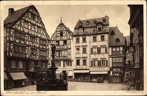 Ak Bernkastel Kues an der Mosel, Marktplatz, Geschäft Joseph Rath, Fachwerkhaus