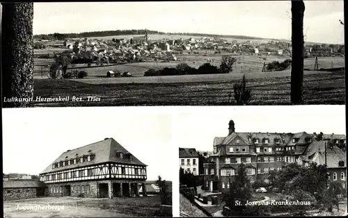 Ak Hermeskeil im Hunsrück, Panorama, Jugendherberge, St. Josephs-Krankenhaus