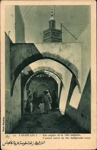 Ak Casablanca Marokko, Rue arquée de la ville indigéne